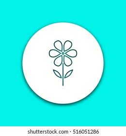 Flower vector icon with shadow. Illustration isolated for graphic and web design.