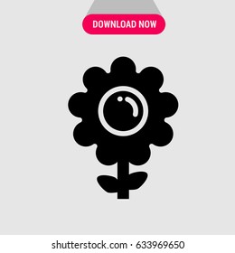 Flower Vector Icon, The symbol of blossom with leaves. Simple, modern flat vector illustration for mobile app, website or desktop app  
