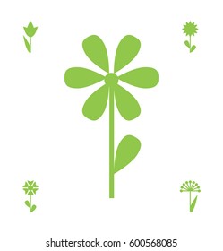 Flower Vector Icon or Symbol Isolated. Collection of Various Decorative Blossom Plants