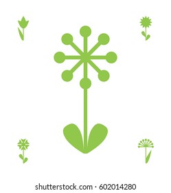 Flower Vector Icon or Symbol Isolated. Collection of Various Decorative Blossom Plants