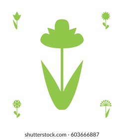 Flower Vector Icon or Symbol Isolated. Collection of Various Decorative Blossom Plants