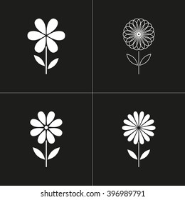 Flower   vector icon. White illustration isolated on black background for graphic and web design.