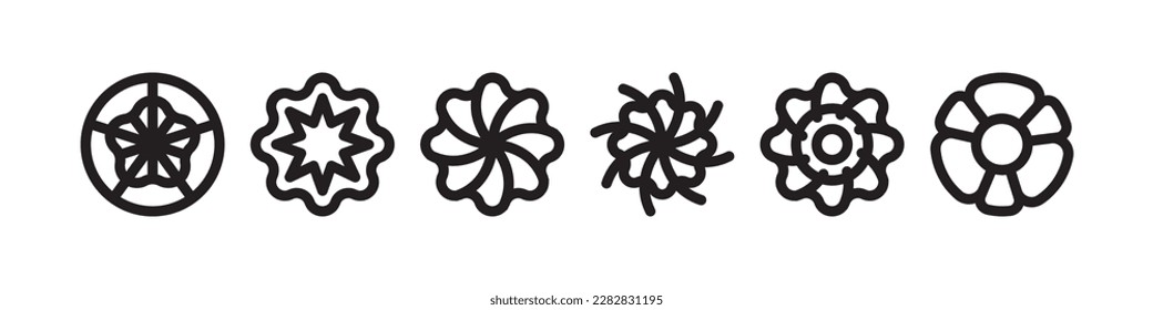 Flower vector icons. Set of black Flower icons