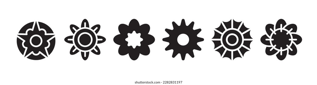 Flower vector icons. Set of black Flower icons