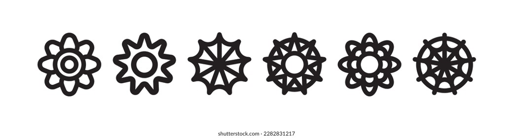 Iconos vectoriales de flores. Juego de iconos de flor negra