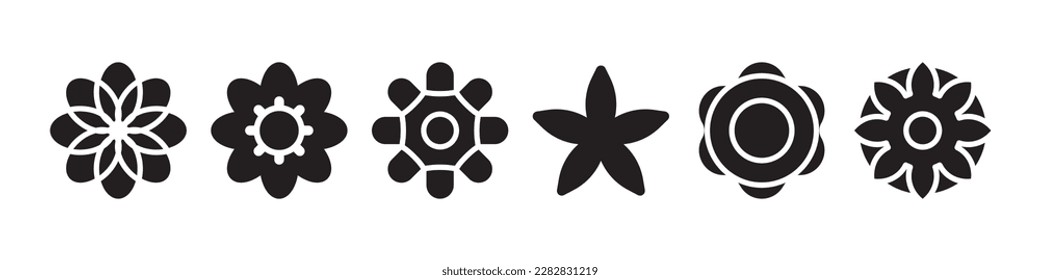 Flower vector icons. Set of black Flower icons