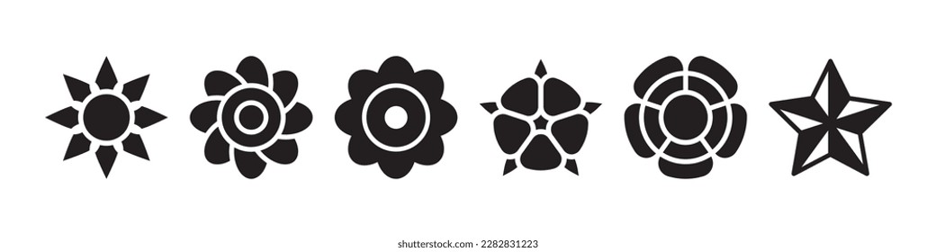 Flower vector icons. Set of black Flower icons