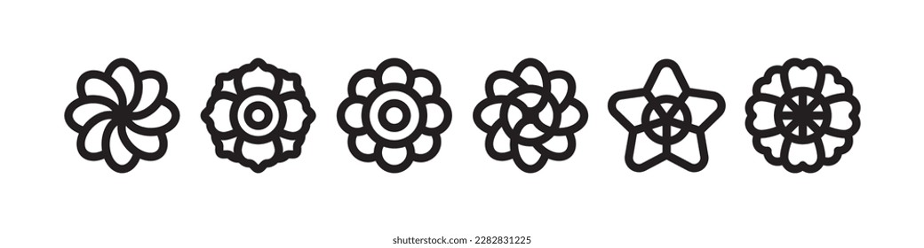 Flower vector icons. Set of black Flower icons