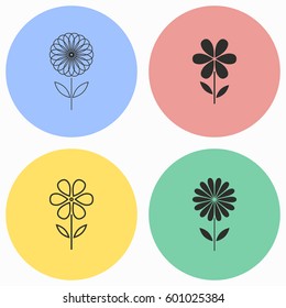 Flower vector icons set. Illustration isolated for graphic and web design.