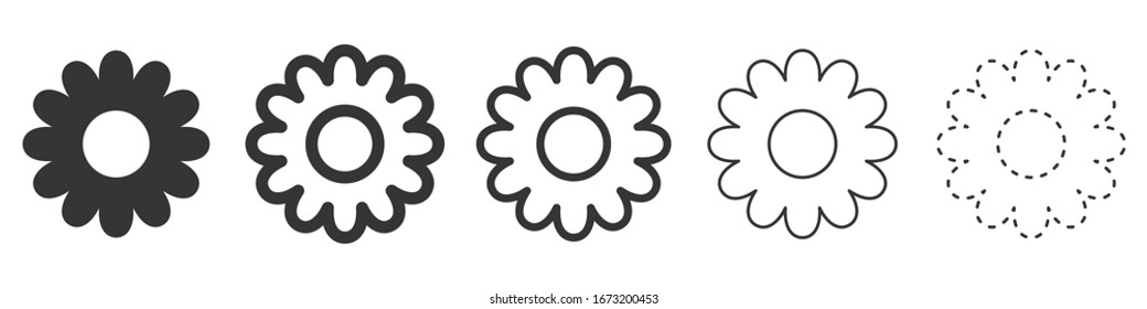 Flower vector icons. Set of Flower symbols, on white background. Various black Flower icons. Vector illustration.