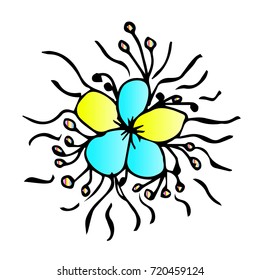 Flower vector illustration. Birthday card. Doodle style. Design icon, print, logo, poster, symbol, decor, textile, paper