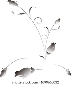 Flower vector illustration black on white background.