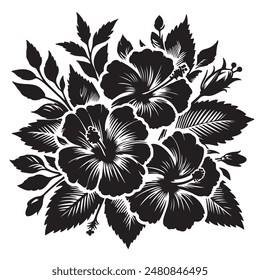 Flower vector illustration. Black and white Flower.