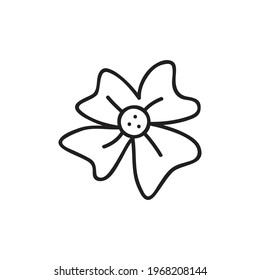 Flower vector illustration. Cute simple blossom hand drawn icon, black outline. Isolated.