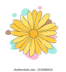 Flower vector illustration designed in bright colors Doodle style on white background for cards, backgrounds, poscard, posters, gifts, spring themed decorations, and more 