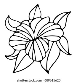  Flower vector illustration. Doodle style. Design icon, print, logo, poster, symbol, decor, textile, paper, card. 