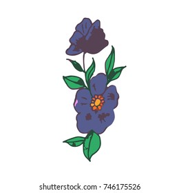 Flower vector illustration. Doodle style. Design, print, logo, decor, textile, paper.