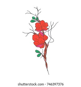 Flower vector illustration. Doodle style. Design, print, logo, decor, textile, paper.