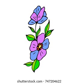 Flower vector illustration. Doodle style. Design, print, logo, decor, textile, paper.