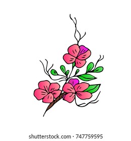 Flower vector illustration. Doodle style. Design, print, logo, decor, textile, paper.