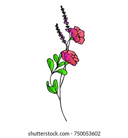 Flower vector illustration. Doodle style. Design, print, logo, decor, textile, paper.