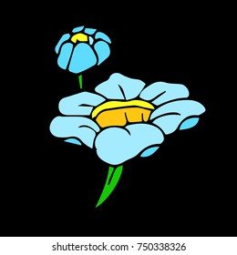 Flower vector illustration. Doodle style. Design, print, logo, decor, textile, paper.