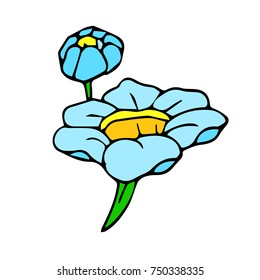 Flower vector illustration. Doodle style. Design, print, logo, decor, textile, paper.