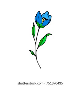 Flower vector illustration. Doodle style. Design, print, logo, decor, textile, paper.