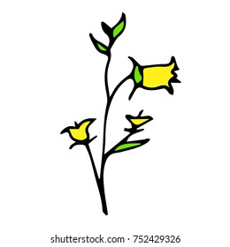 Flower vector illustration. Doodle style. Design, print, logo, decor, textile, paper.