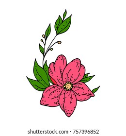 Flower vector illustration. Doodle style. Design, print, logo, decor, textile, paper