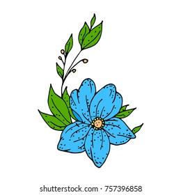 Flower vector illustration. Doodle style. Design, print, logo, decor, textile, paper