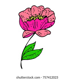 Flower vector illustration. Doodle style. Design, print, logo, decor, textile, paper