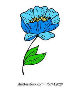 Flower vector illustration. Doodle style. Design, print, logo, decor, textile, paper