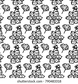 Flower vector illustration. Doodle style. Design, print, decor, textile, paper