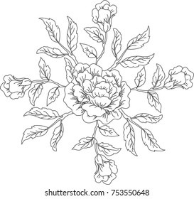 flower. vector illustration. drawn by a line