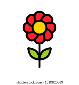 Flower vector illustration, filled style icon editable outline