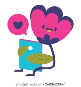 Ilustração de vetor de flor. Design mínimo plano. Ilustração editável para web, móvel, impressão