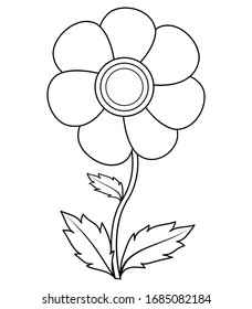 Flower vector illustration isolated on white background. Coloring book for children.