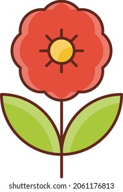 florale Vektorgrafik auf transparentem Hintergrund. Hochwertige Symbole.Vektorlinienflaches Farbsymbol für Konzept und Grafikdesign.