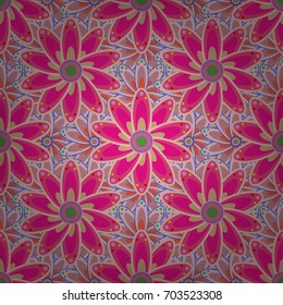Flower. Vector illustration. Seamless decorative background, flower mandala. On colorful background.