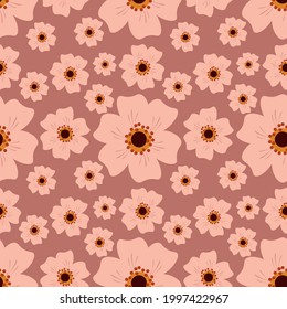 Flower vector illustration seamless pattern. Vector templates for card, poster, flyer, banner and other use.Wrapping paper,textile,fabric.