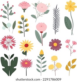Flower Vector Illustration Set flat style 