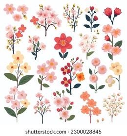 Flower Vector Illustration Set flat style
