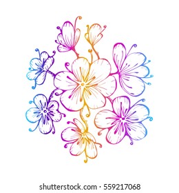 
flower vector illustration, tattoo, decorative card cherry