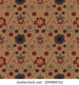 flower Vector ilustration seamless patern with black background.Great for textile,fabric,wrapping paper,and any print.