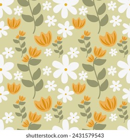 Flower vector ilustration seamless patern.Great for textile,fabric,wrapping paper,and any print.