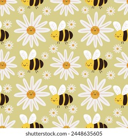  Ilustración de Vector floral patrón sin fisuras.Fondo amarillo.Ideal para textil, tela, papel de embalaje, y cualquier impresión.