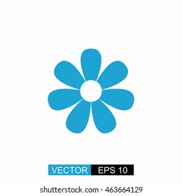 Flower vector. Isolated blue icon on white background.