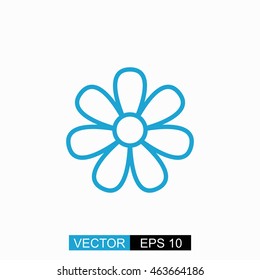Flower vector. Isolated blue icon on white background.