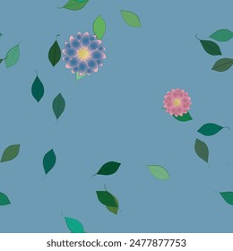 Vector de flores, Vector de hojas, patrón de flores, fondo de hojas, patrones sin costuras, fondo de verano, fondo de pétalos, patrón ornamental, ramo de flores, patrón floral, fondos de naturaleza